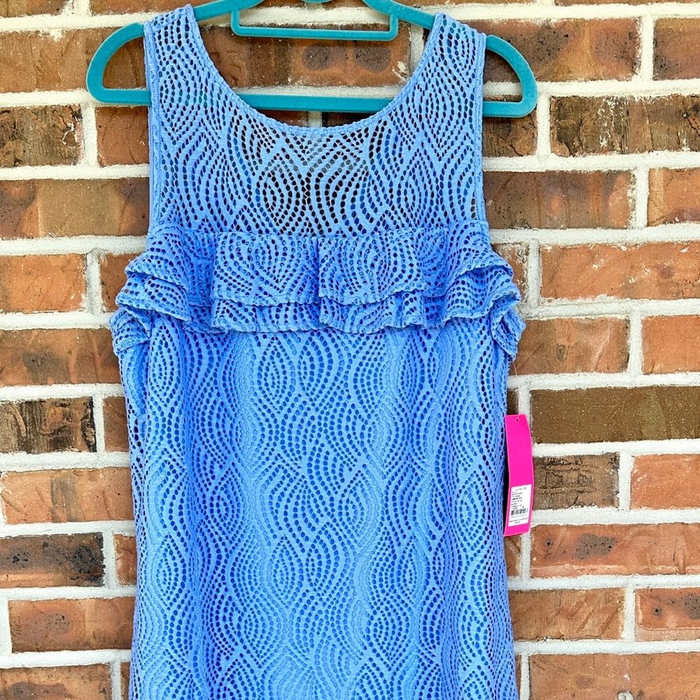 Lilly Pulitzer Blue Peri Flowing Leaf Lace Shift Dress